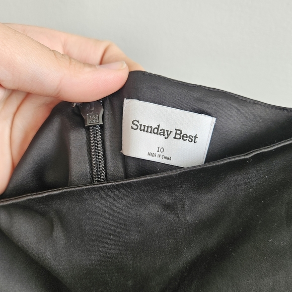 Sunday Best Black Satin Mini Slip Dress - Picture 3 of 4